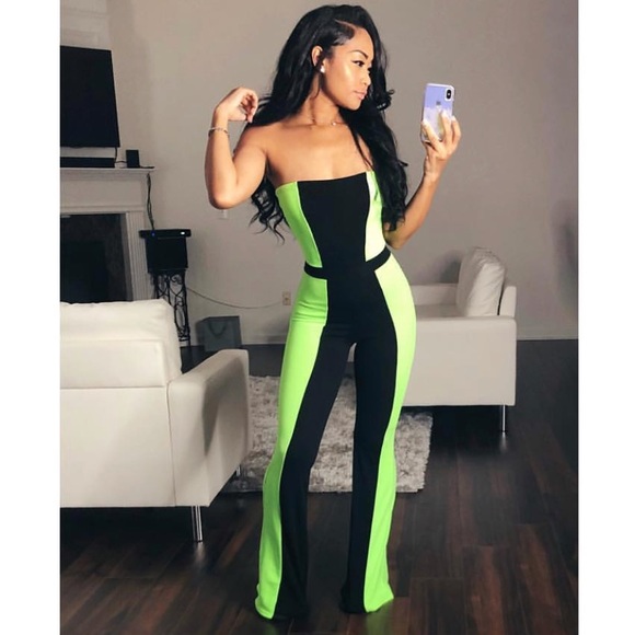 green and black jumpsuit